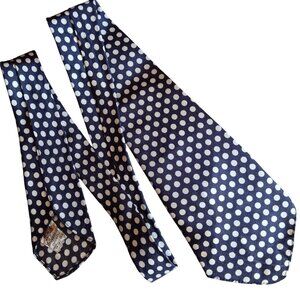 Vintage Hollyvogue Necktie Blue & White Polka Dot Pattern 46" 4" wide 1940's